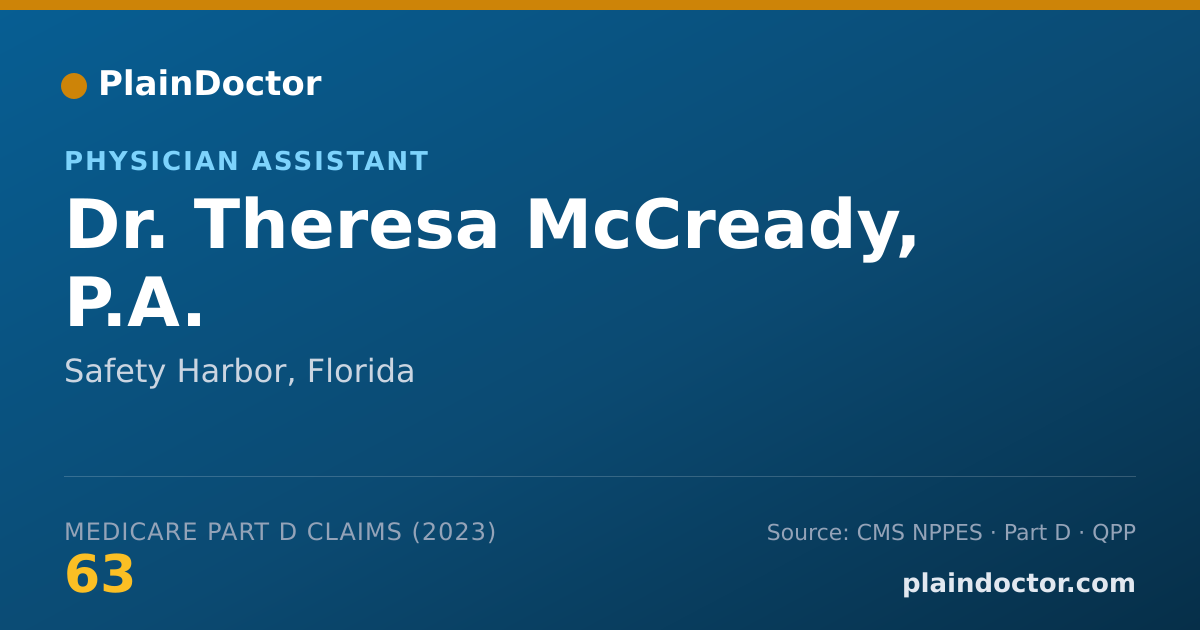 Shareable card for Theresa McCready, P.A. - Physician Assistant, Safety Harbor, FL