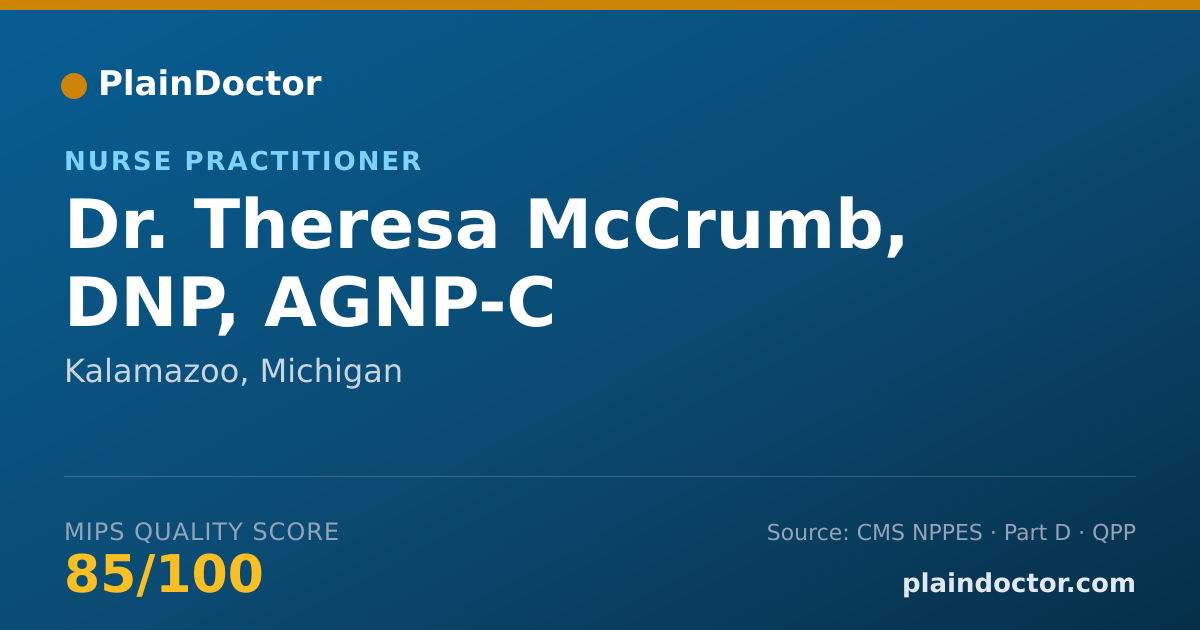 Shareable card for Theresa McCrumb, DNP, AGNP-C - Nurse Practitioner, Kalamazoo, MI