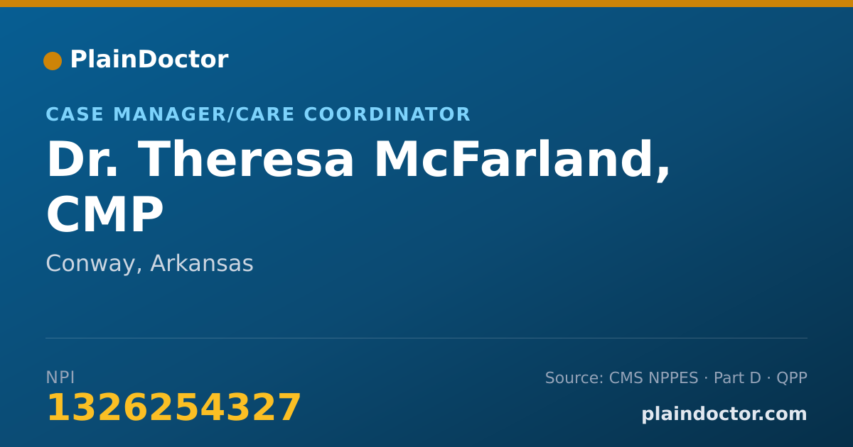 Shareable card for Theresa McFarland, CMP - Case Manager/Care Coordinator, Conway, AR