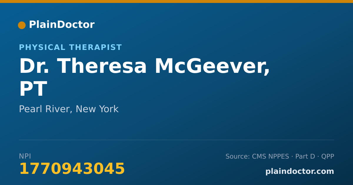 Shareable card for Theresa McGeever, PT - Physical Therapist, Pearl River, NY