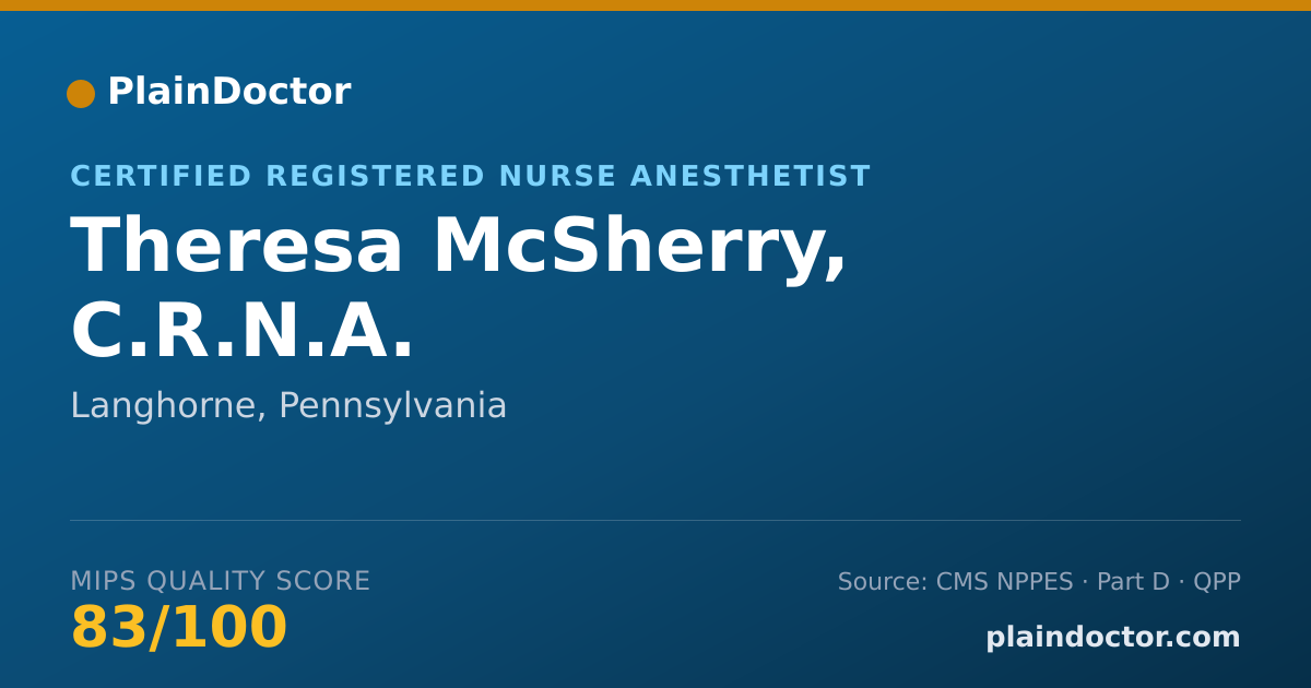 Shareable card for Theresa McSherry, C.R.N.A. - Certified Registered Nurse Anesthetist, Langhorne, PA