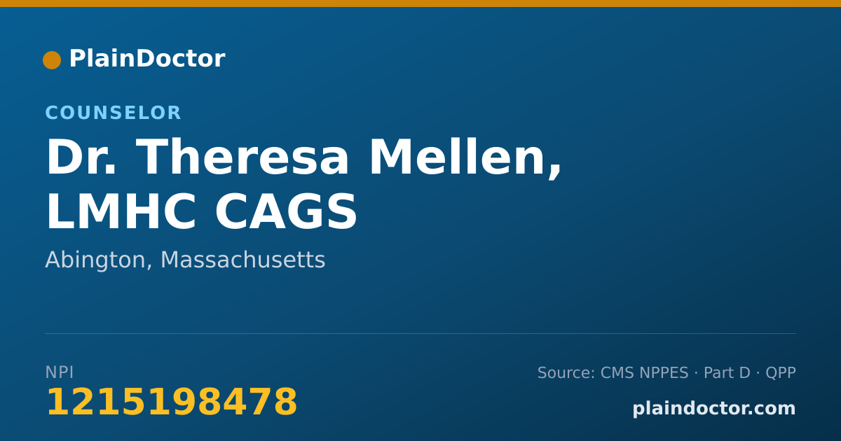 Shareable card for Theresa Mellen, LMHC CAGS - Counselor, Abington, MA