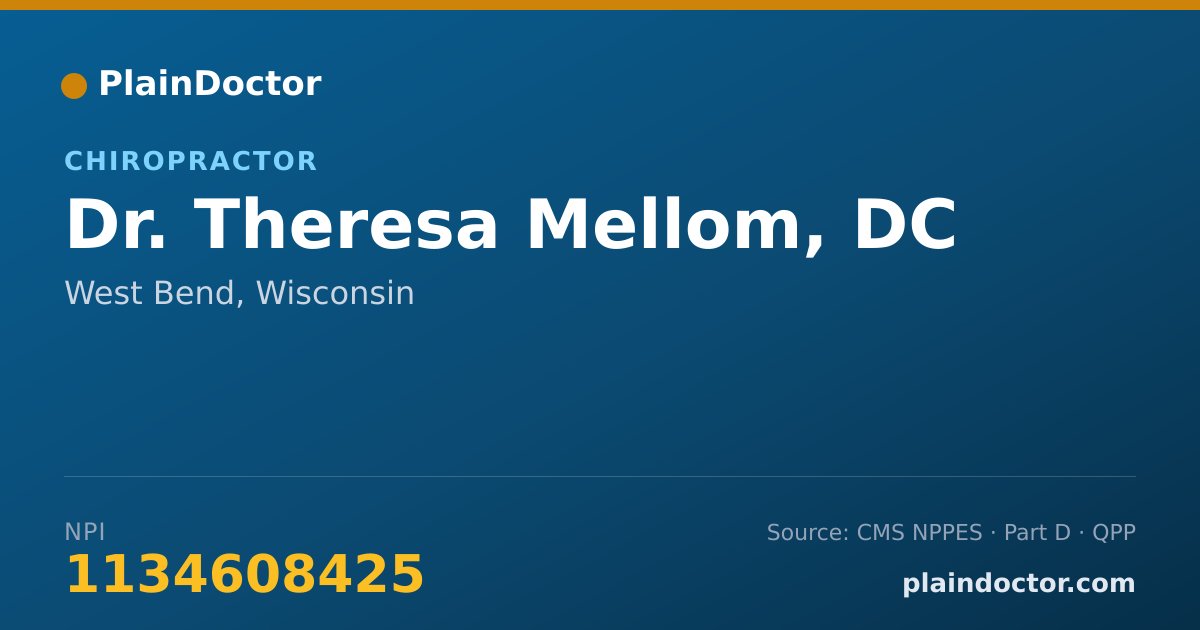 Shareable card for Theresa Mellom, DC - Chiropractor, West Bend, WI