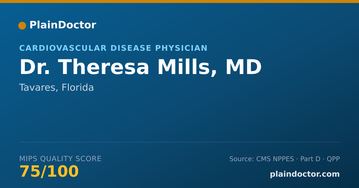 Shareable card for Theresa Mills, MD - Cardiovascular Disease Physician, Tavares, FL