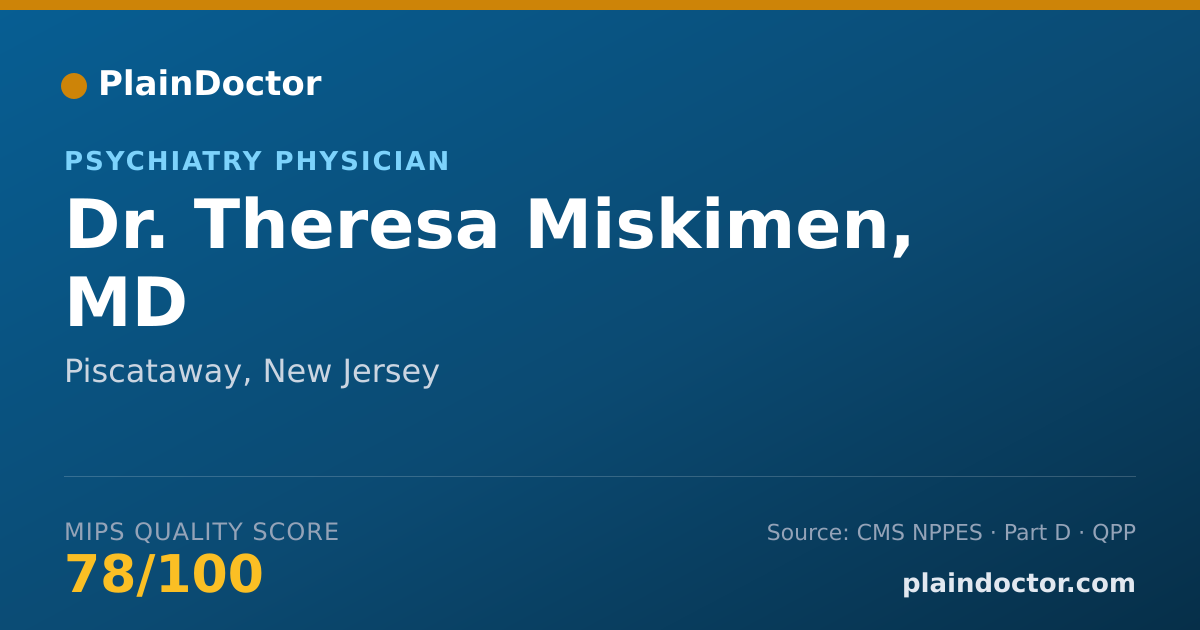 Shareable card for Theresa Miskimen, MD - Psychiatry Physician, Piscataway, NJ