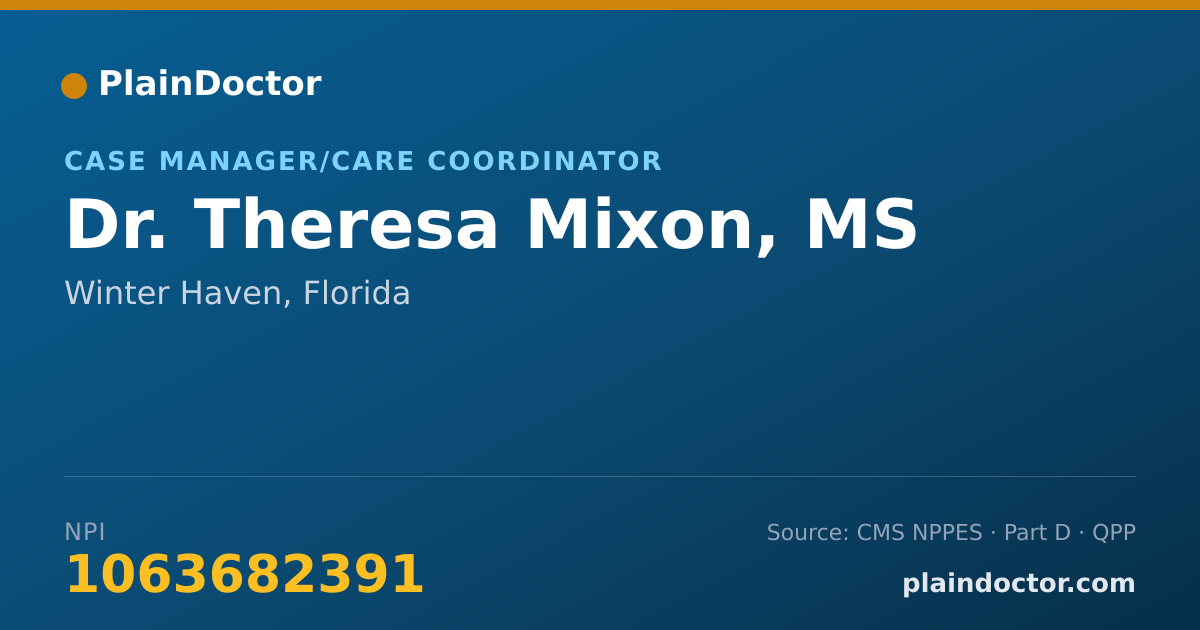 Shareable card for Theresa Mixon, MS - Case Manager/Care Coordinator, Winter Haven, FL