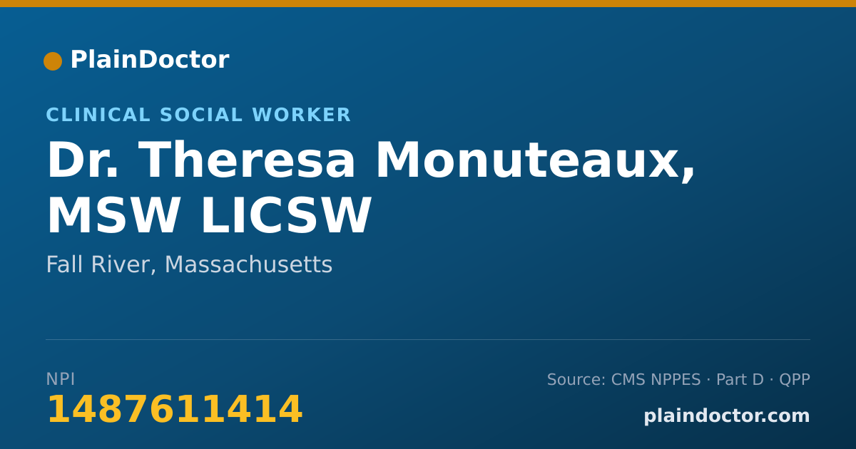 Shareable card for Theresa Monuteaux, MSW LICSW - Clinical Social Worker, Fall River, MA