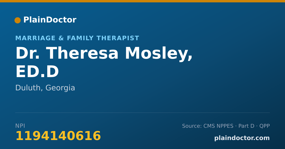 Shareable card for Theresa Mosley, ED.D - Marriage & Family Therapist, Duluth, GA