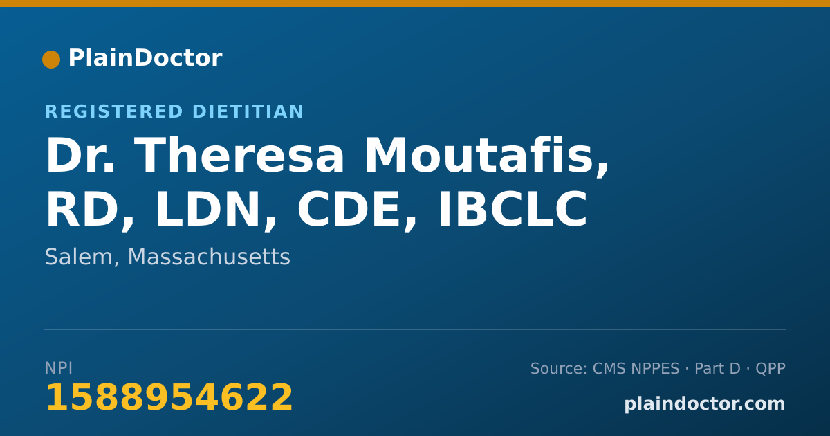 Shareable card for Theresa Moutafis, RD, LDN, CDE, IBCLC - Registered Dietitian, Salem, MA