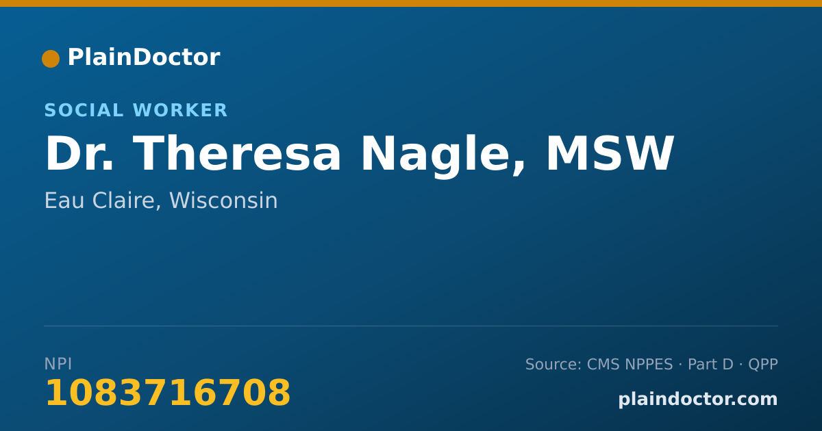 Shareable card for Theresa Nagle, MSW - Social Worker, Eau Claire, WI