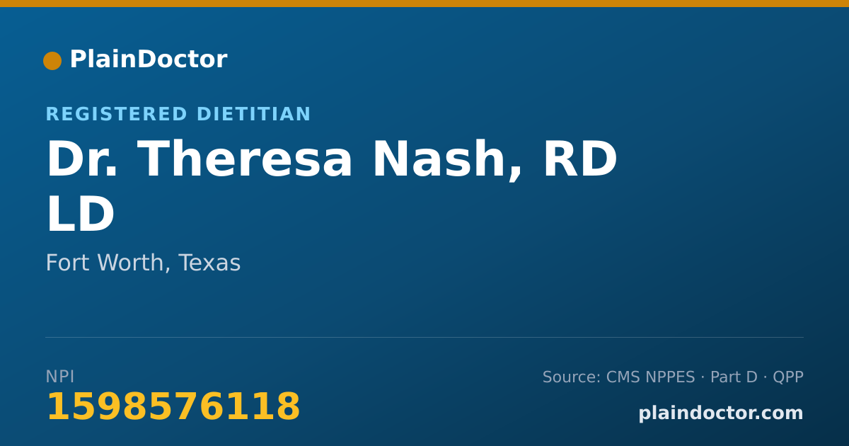 Shareable card for Theresa Nash, RD LD - Registered Dietitian, Fort Worth, TX