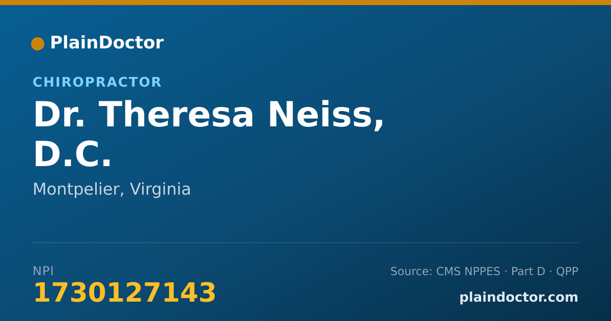Shareable card for Theresa Neiss, D.C. - Chiropractor, Montpelier, VA