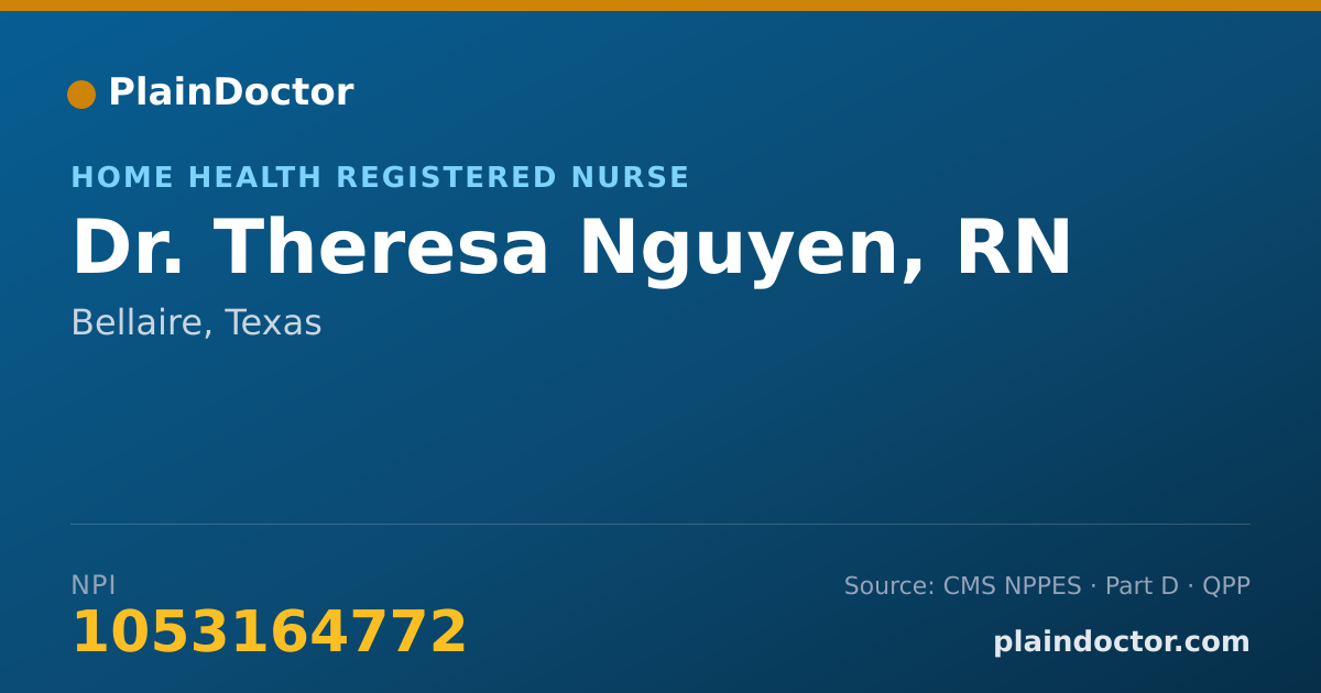 Shareable card for Theresa Nguyen, RN - Home Health Registered Nurse, Bellaire, TX