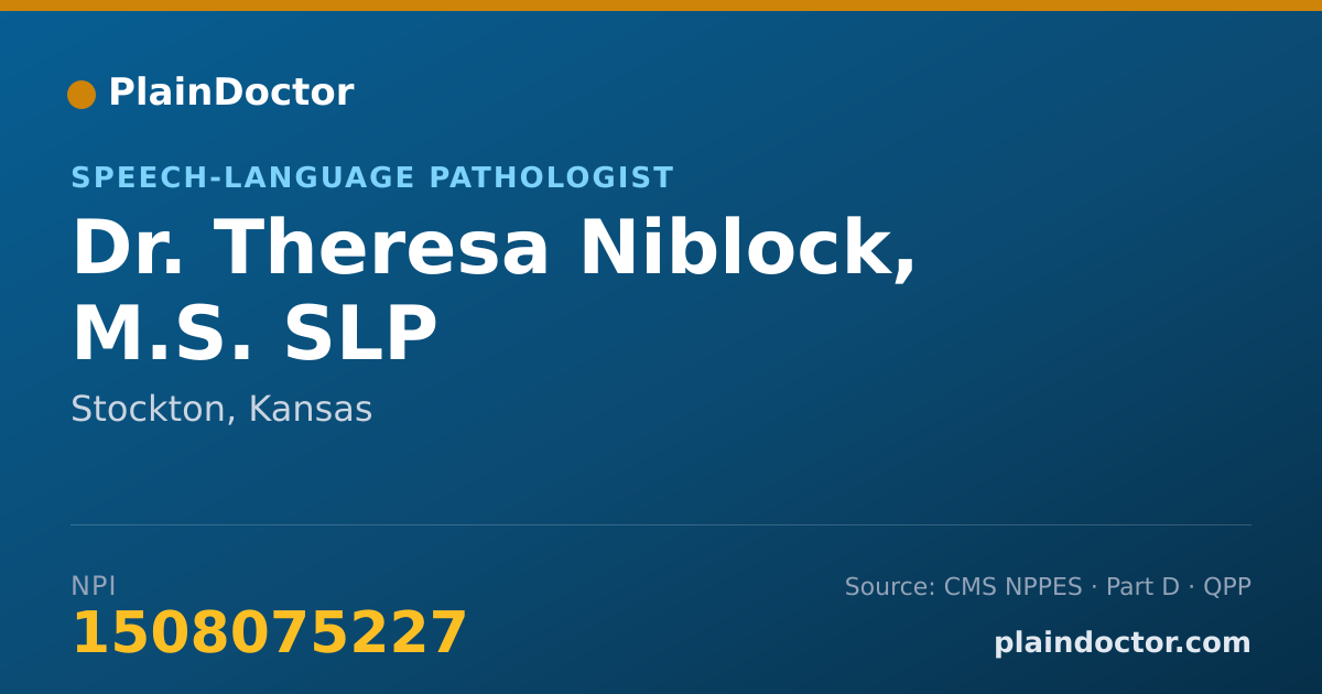 Shareable card for Theresa Niblock, M.S. SLP - Speech-Language Pathologist, Stockton, KS
