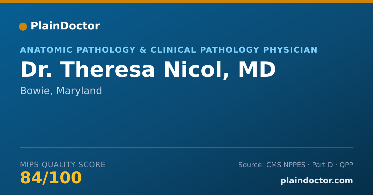 Shareable card for Theresa Nicol, MD - Anatomic Pathology & Clinical Pathology Physician, Bowie, MD