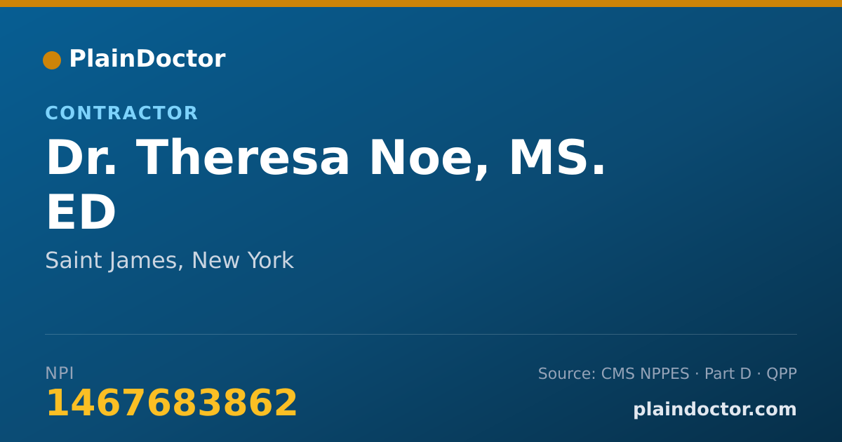 Shareable card for Theresa Noe, MS. ED - Contractor, Saint James, NY