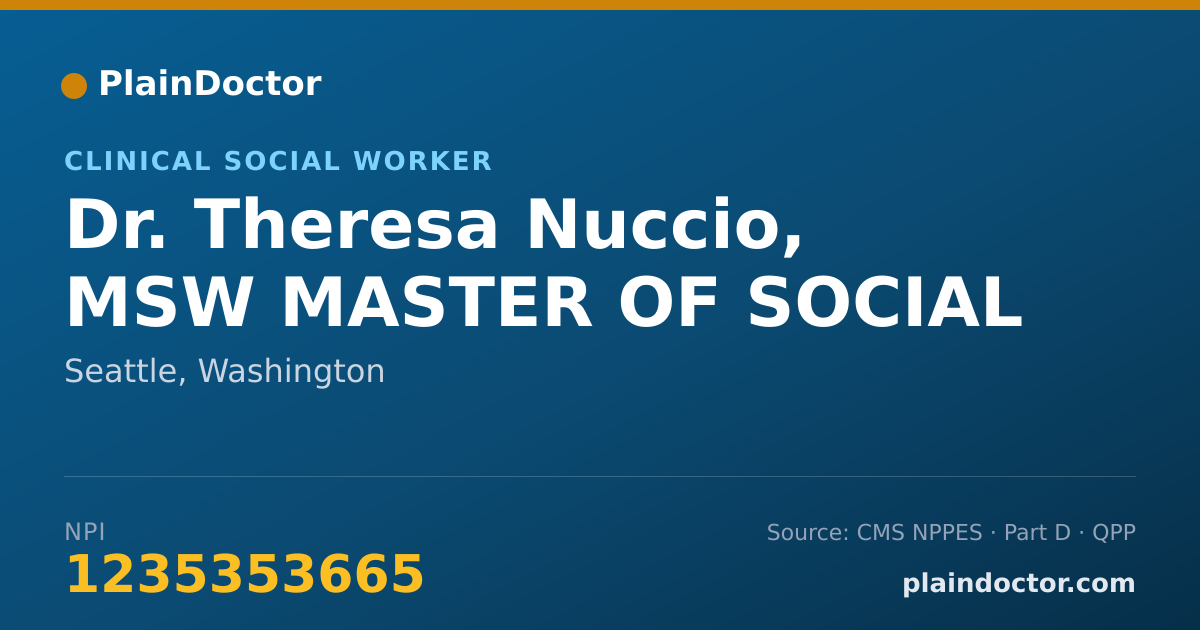 Shareable card for Theresa Nuccio, MSW MASTER OF SOCIAL - Clinical Social Worker, Seattle, WA