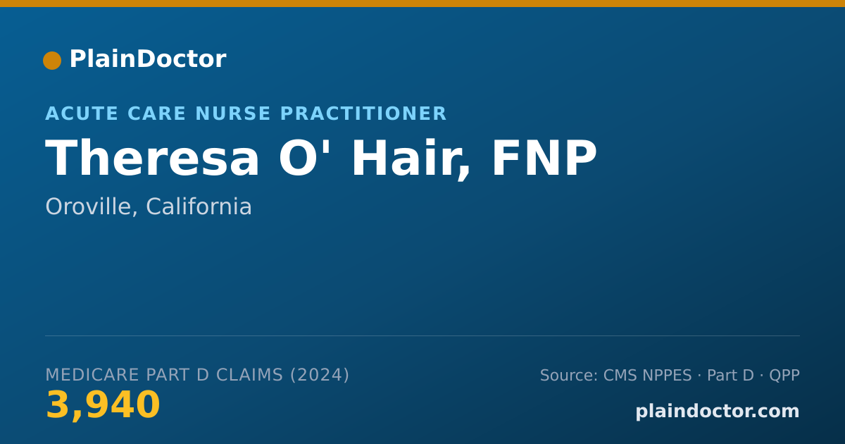 Shareable card for Theresa O' Hair, FNP - Acute Care Nurse Practitioner, Oroville, CA