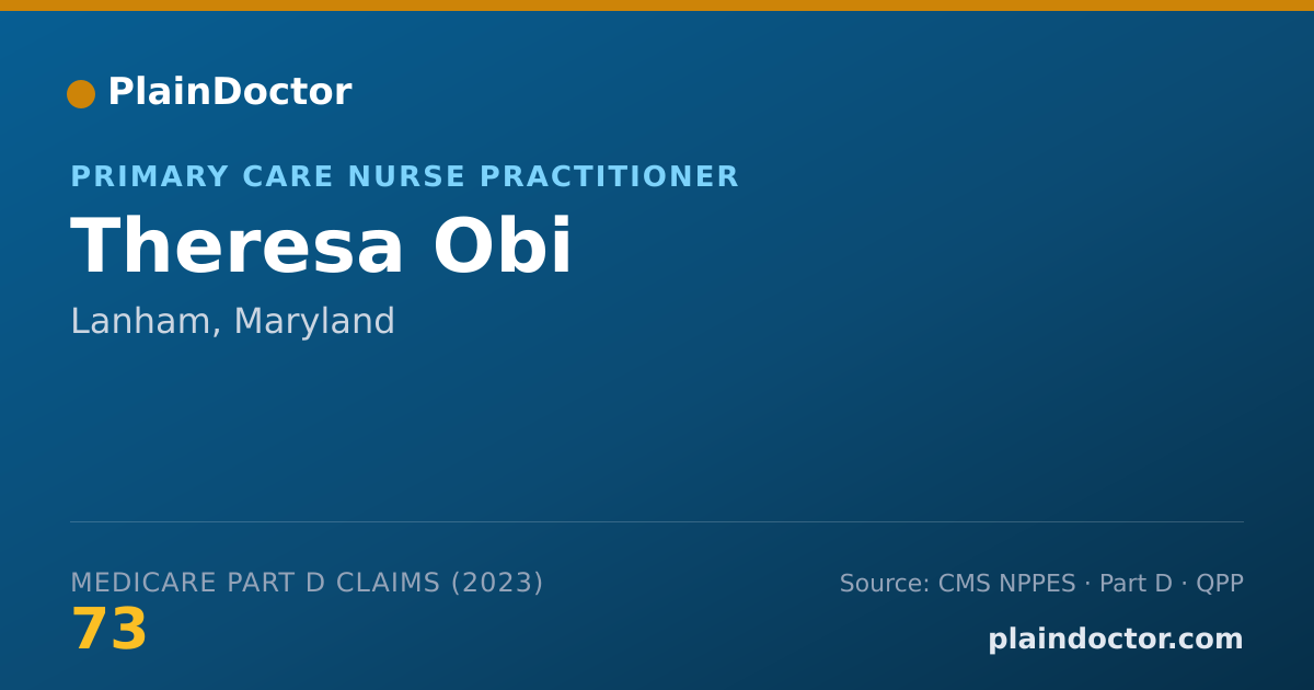 Shareable card for Theresa Obi - Primary Care Nurse Practitioner, Lanham, MD