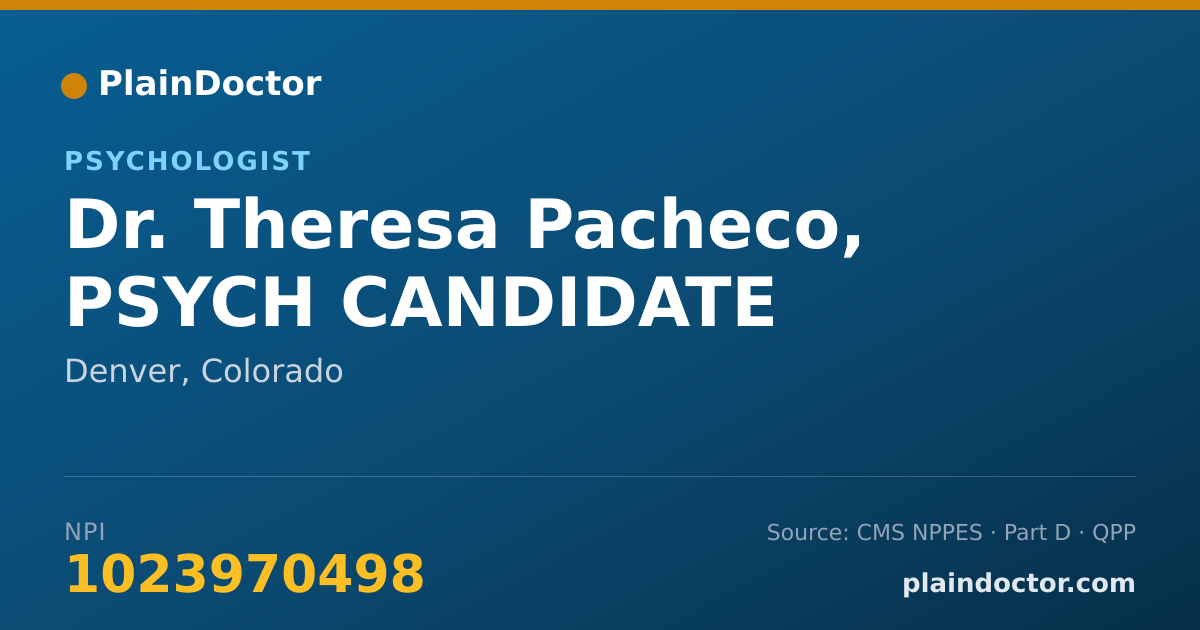 Shareable card for Theresa Pacheco, PSYCH CANDIDATE - Psychologist, Denver, CO