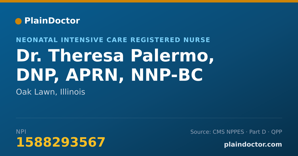Shareable card for Theresa Palermo, DNP,  APRN, NNP-BC - Neonatal Intensive Care Registered Nurse, Oak Lawn, IL