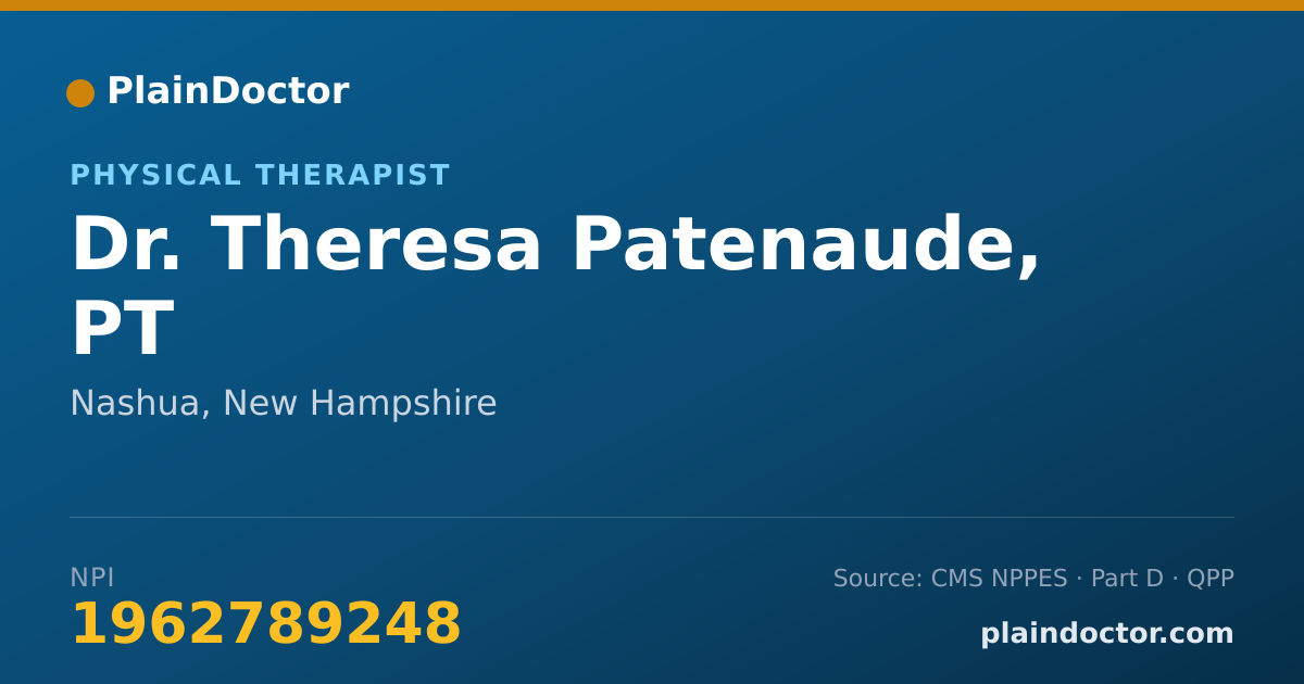 Shareable card for Theresa Patenaude, PT - Physical Therapist, Nashua, NH