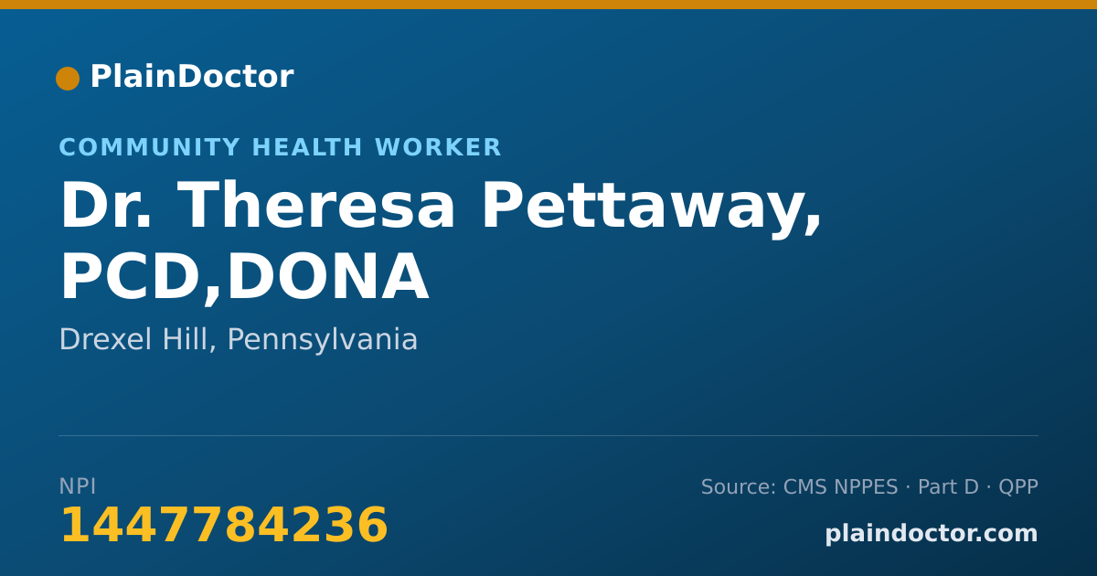 Shareable card for Theresa Pettaway, PCD,DONA - Community Health Worker, Drexel Hill, PA