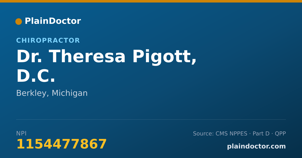 Shareable card for Theresa Pigott, D.C. - Chiropractor, Berkley, MI