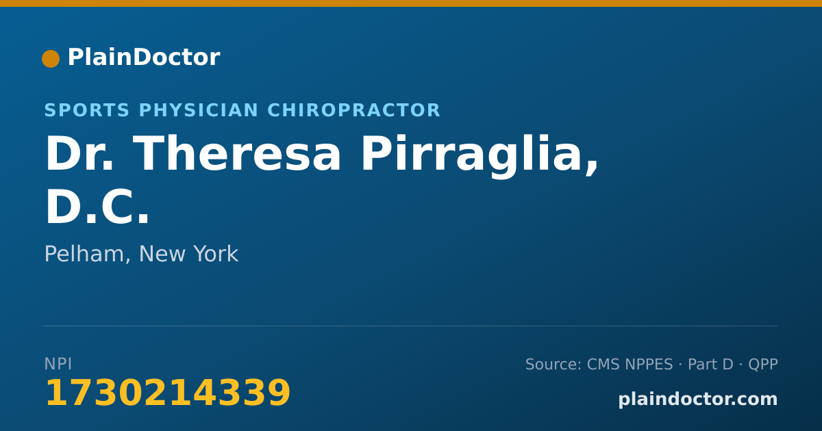 Shareable card for Theresa Pirraglia, D.C. - Sports Physician Chiropractor, Pelham, NY