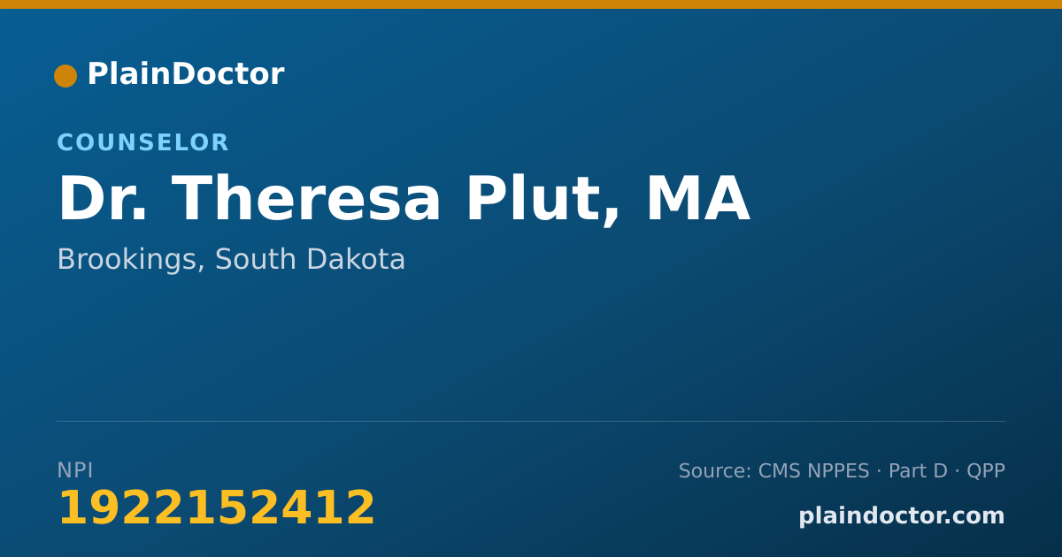 Shareable card for Theresa Plut, MA - Counselor, Brookings, SD