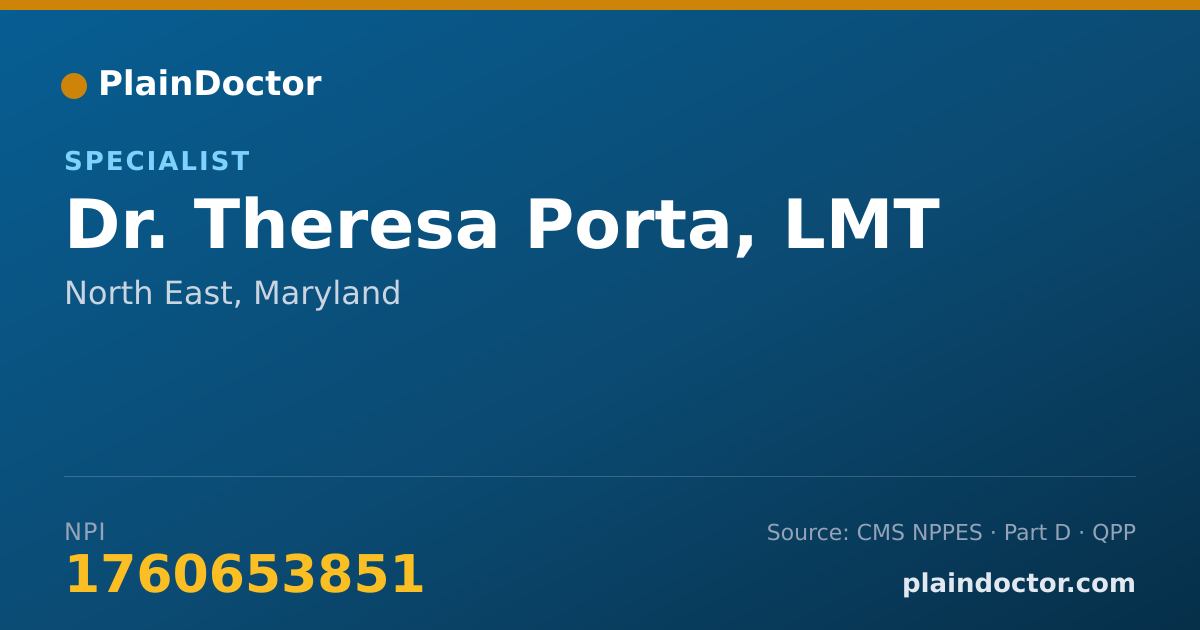 Shareable card for Theresa Porta, LMT - Specialist, North East, MD