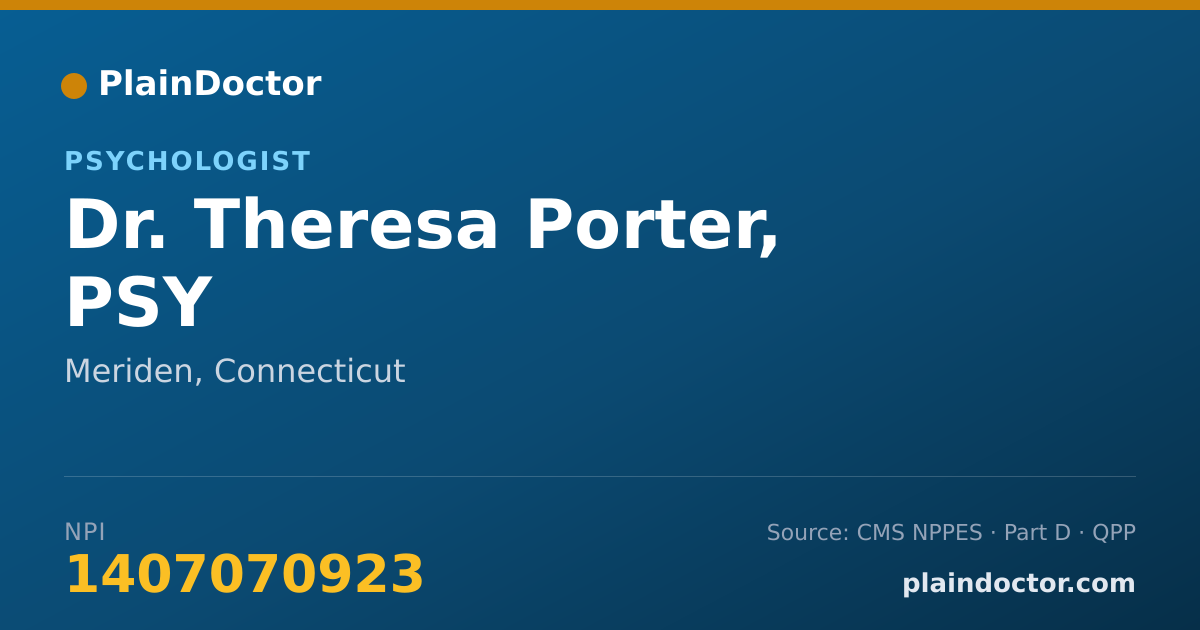Shareable card for Theresa Porter, PSY - Psychologist, Meriden, CT