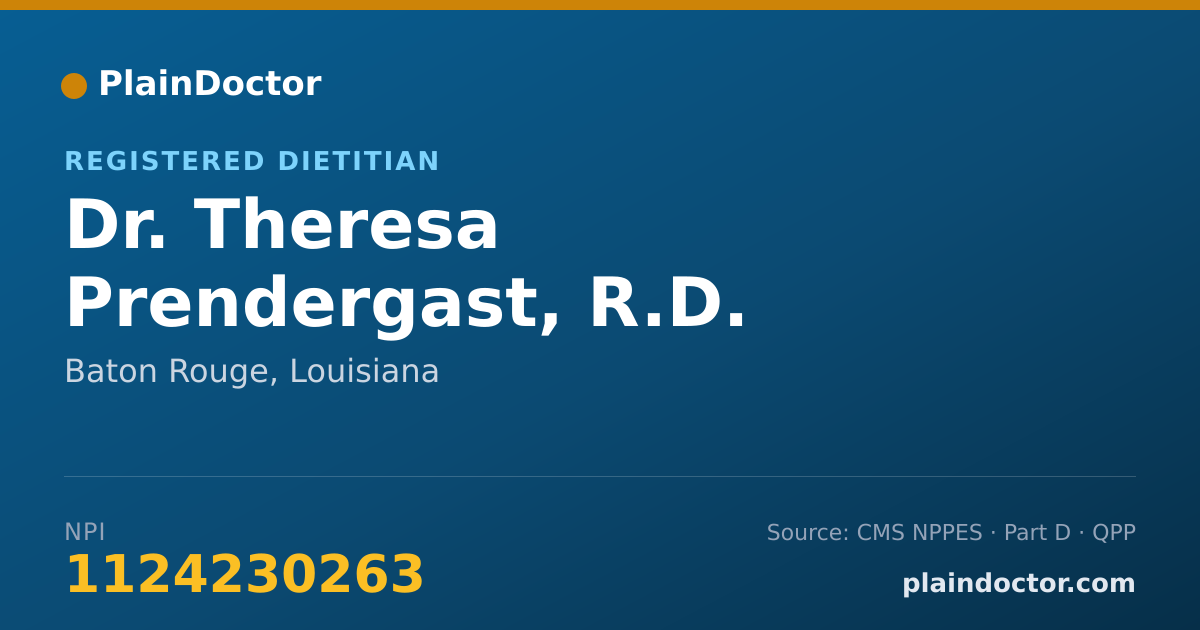Shareable card for Theresa Prendergast, R.D. - Registered Dietitian, Baton Rouge, LA