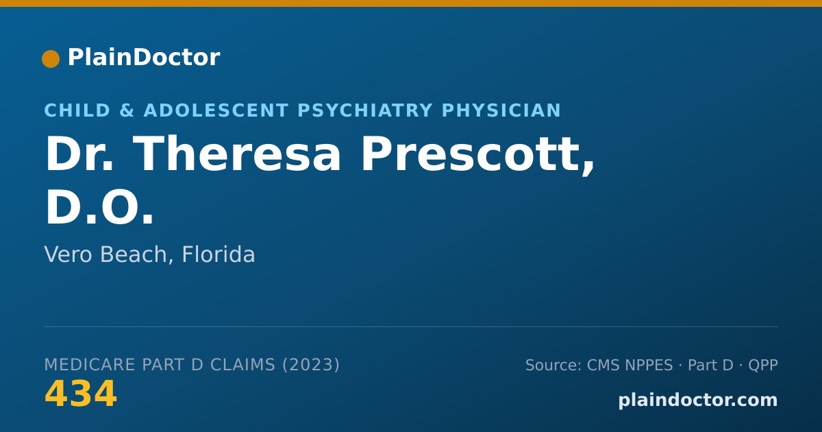 Shareable card for Theresa Prescott, D.O. - Child & Adolescent Psychiatry Physician, Vero Beach, FL