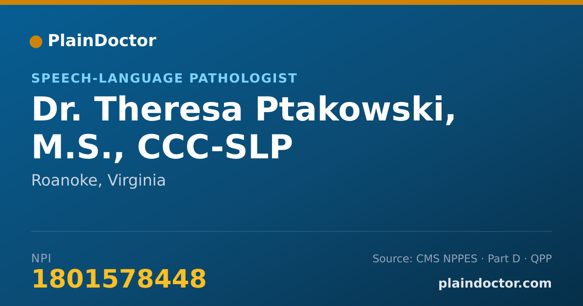 Shareable card for Theresa Ptakowski, M.S., CCC-SLP - Speech-Language Pathologist, Roanoke, VA