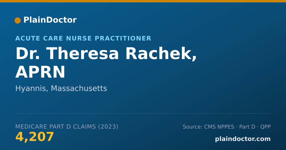 Shareable card for Theresa Rachek, APRN - Acute Care Nurse Practitioner, Hyannis, MA