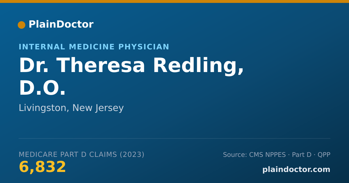 Shareable card for Theresa Redling, D.O. - Internal Medicine Physician, Livingston, NJ