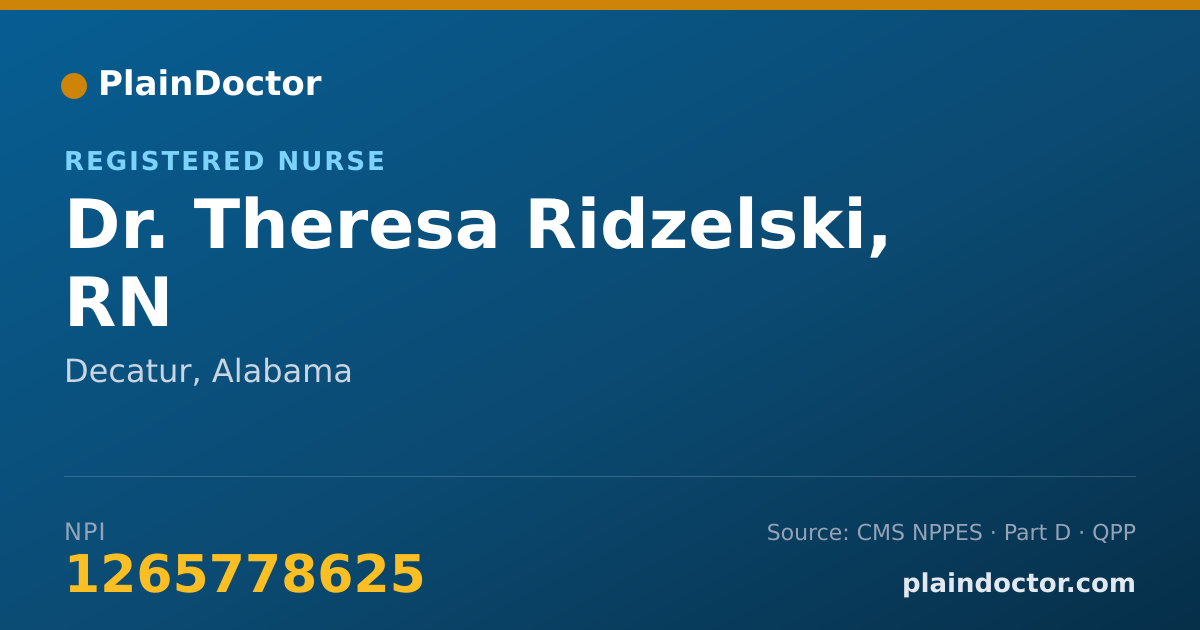 Shareable card for Theresa Ridzelski, RN - Registered Nurse, Decatur, AL