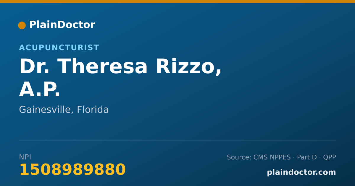 Shareable card for Theresa Rizzo, A.P. - Acupuncturist, Gainesville, FL