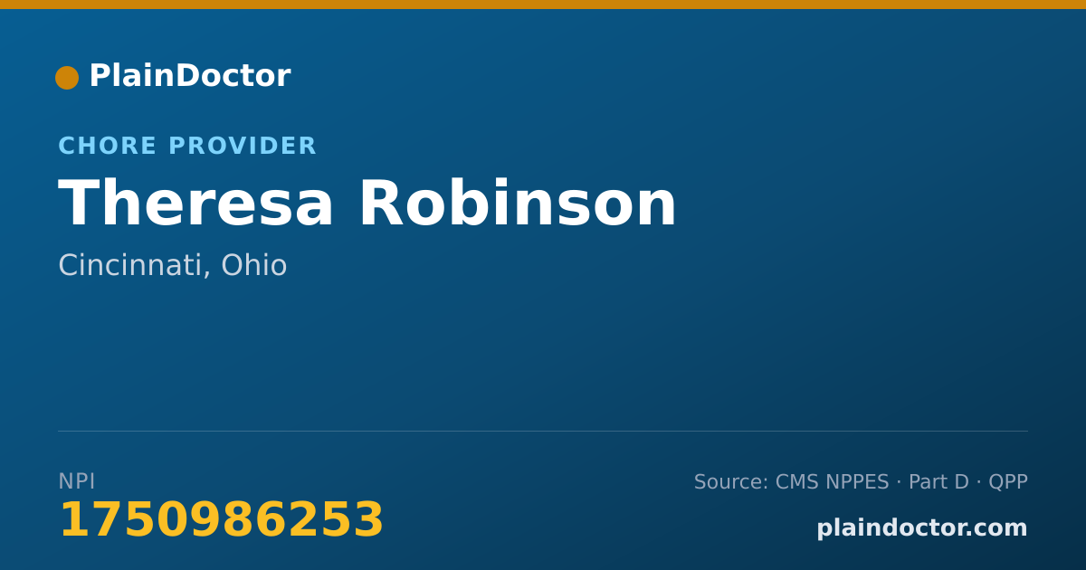 Shareable card for Theresa Robinson - Chore Provider, Cincinnati, OH