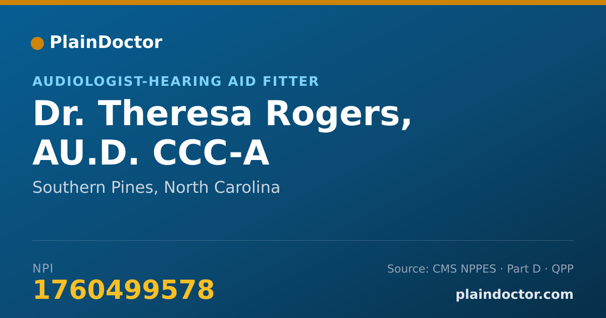 Shareable card for Theresa Rogers, AU.D. CCC-A - Audiologist-Hearing Aid Fitter, Southern Pines, NC