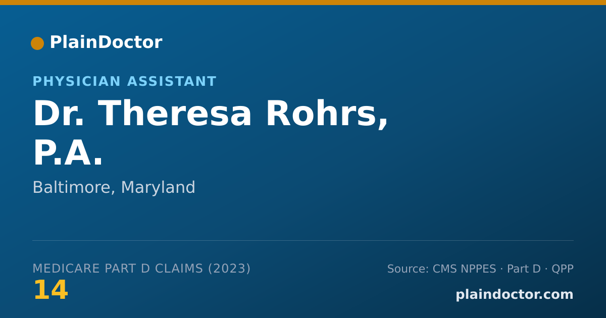 Shareable card for Theresa Rohrs, P.A. - Physician Assistant, Baltimore, MD
