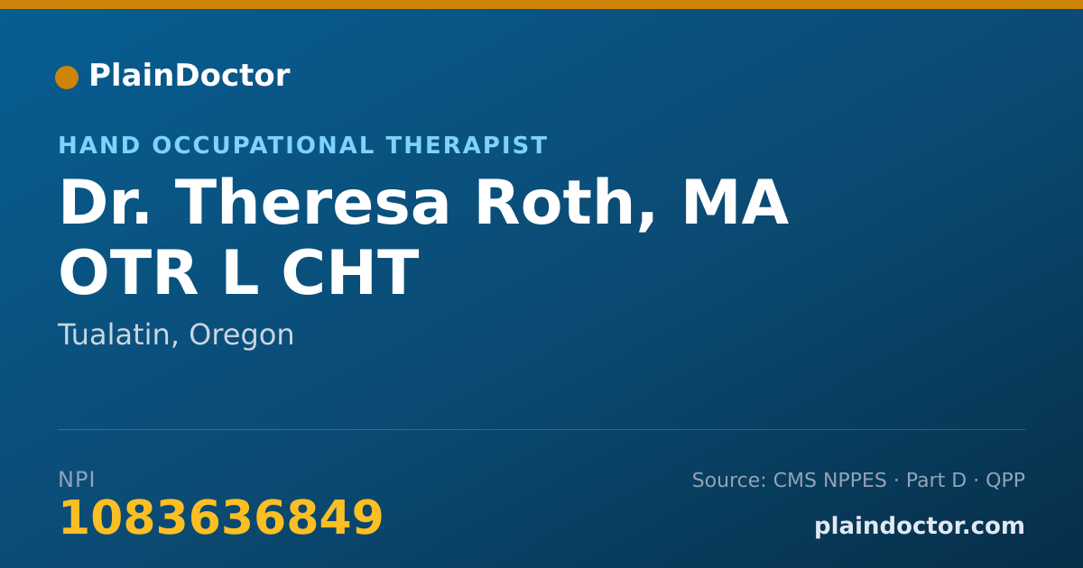 Shareable card for Theresa Roth, MA OTR L CHT - Hand Occupational Therapist, Tualatin, OR