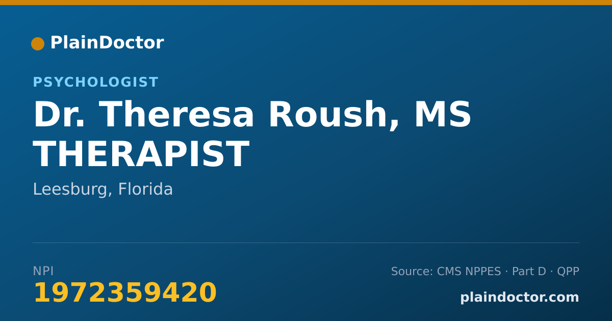 Shareable card for Theresa Roush, MS THERAPIST - Psychologist, Leesburg, FL