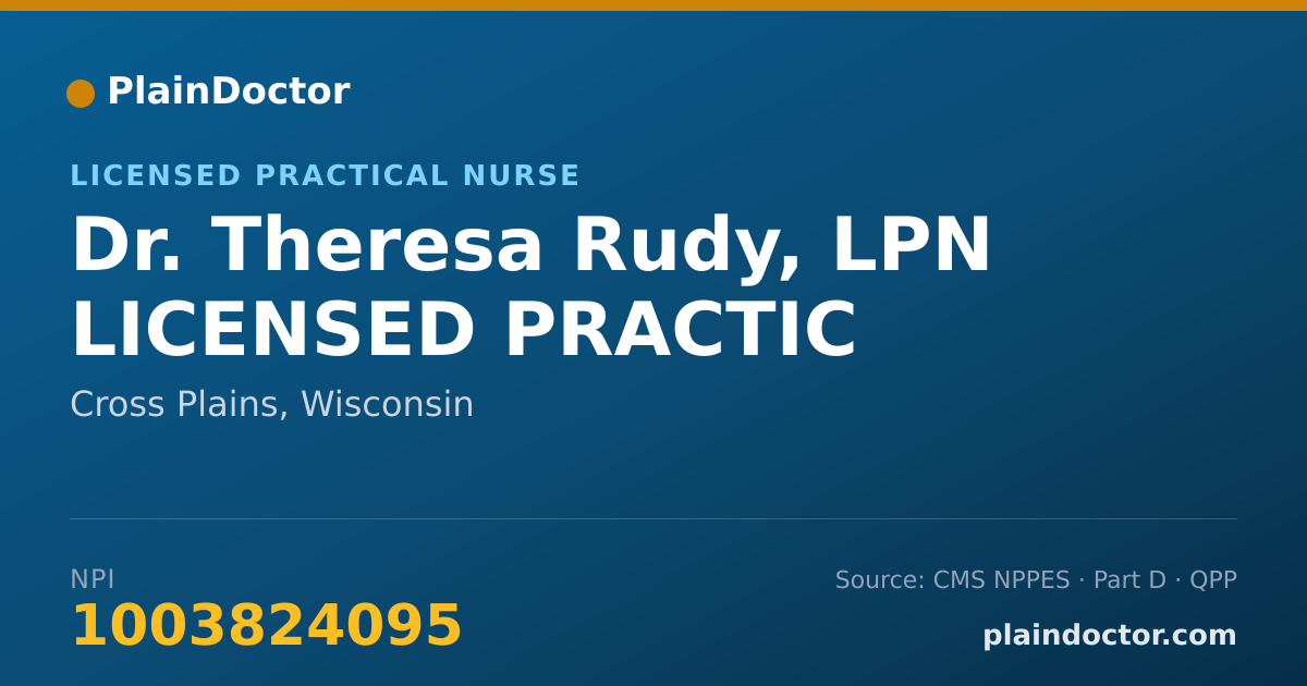 Shareable card for Theresa Rudy, LPN LICENSED PRACTIC - Licensed Practical Nurse, Cross Plains, WI