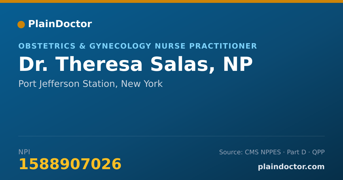 Shareable card for Theresa Salas, NP - Obstetrics & Gynecology Nurse Practitioner, Port Jefferson Station, NY
