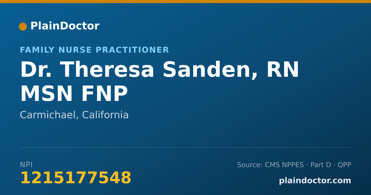 Shareable card for Theresa Sanden, RN MSN FNP - Family Nurse Practitioner, Carmichael, CA