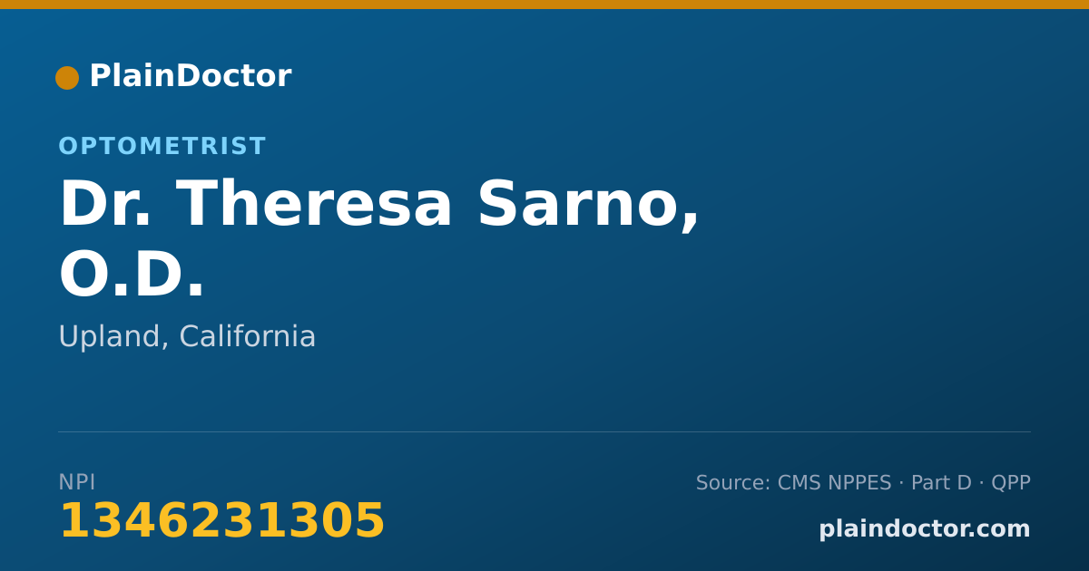 Shareable card for Theresa Sarno, O.D. - Optometrist, Upland, CA