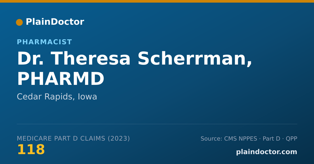 Shareable card for Theresa Scherrman, PHARMD - Pharmacist, Cedar Rapids, IA