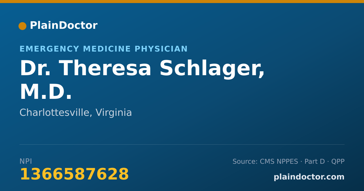 Shareable card for Theresa Schlager, M.D. - Emergency Medicine Physician, Charlottesville, VA